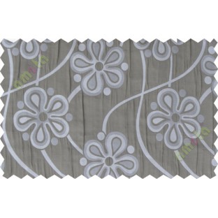 Brown grey silver motif poly main curtain designs
