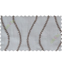 White brown serpentine stripes poly sheer curtain designs