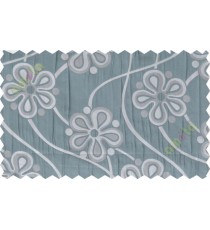 Blue silver grey motif poly main curtain designs