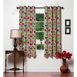 Red green white yellow orange heart flower circle poly main curtain designs