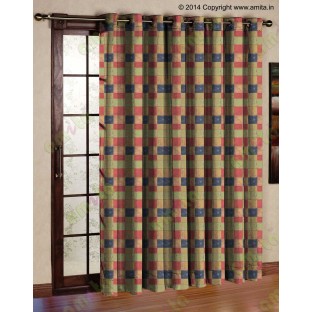 Red yellow black orange square shapes design poly sheer curtain designs