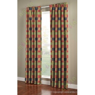 Red yellow black orange square shapes design poly sheer curtain designs