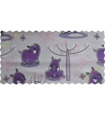 Purple white black pink small flower butterfly animal poly main curtain designs