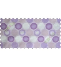 Purple white colour geometric circles poly sheer curtain designs