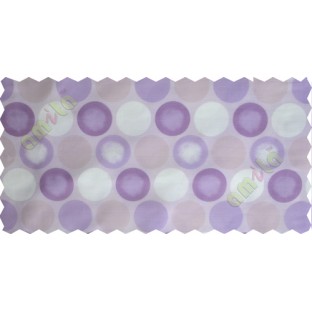Purple white colour geometric circles poly sheer curtain designs