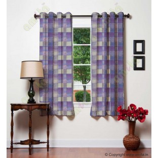 Purple white violet square shapes design poly main curtain designs