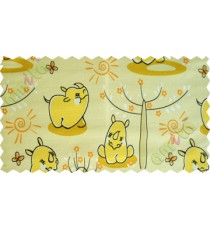 Yellow black orange  small flower butterfly animal poly main curtain designs