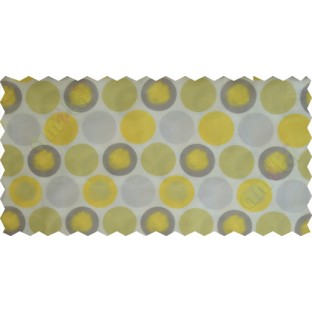 Yellow brown white colour geometric circles poly sheer curtain designs