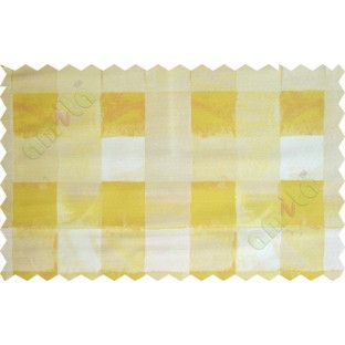 Yellow brown white square shapes design poly main curtain designs