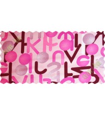 Pink black grey geometric circles with alphabet poly main curtain designs