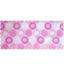 Pink white colour geometric circles poly sheer curtain designs