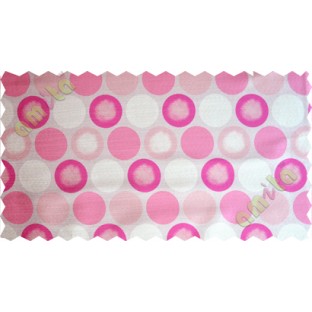 Pink white colour geometric circles poly main curtain designs