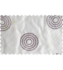 Cream purple medallion circle poly sheer curtain designs