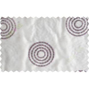 Cream purple medallion circle poly sheer curtain designs