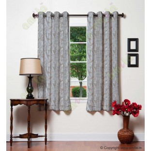 White beige scroll poly sheer curtain designs