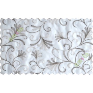 White brown grey scroll poly sheer curtain designs