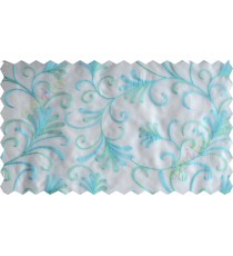 White blue green scroll poly sheer curtain designs