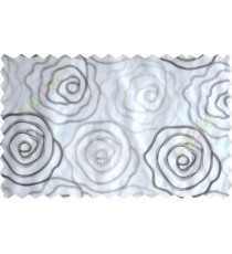 White brown big rose poly sheer curtain designs