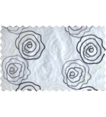 Black and white big rose poly sheer curtain designs