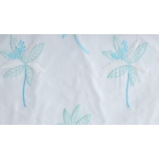 White aqua blue pinnate poly sheer curtain designs
