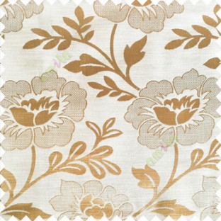 Beige color beautiful big flower patterns texture finished designs leaf long hanging flowers horizontal lines petals polyester main curtain