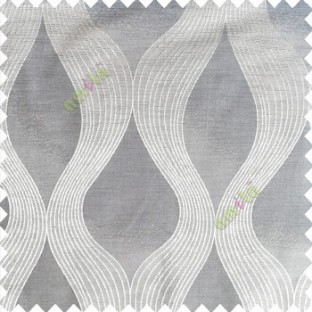 Grey color traditional ogee pattern vertical bold stripes horizontal texture lines flowing designs polyester main curtain