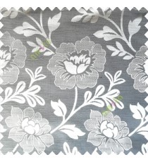 Grey color beautiful big flower patterns texture finished designs leaf long hanging flowers horizontal lines petals polyester main curtain