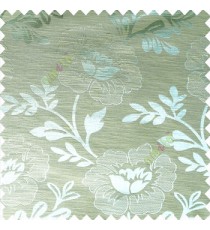 Powder blue color beautiful big flower patterns texture finished designs leaf long hanging flowers horizontal lines petals polyester main curtain