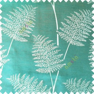 Aqua blue color natural big twig horizontal thin lines very fine designs small leaf patterns polyester main curtain