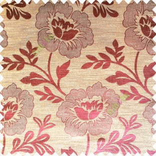 Brownish purple color beautiful big flower patterns texture finished designs leaf long hanging flowers horizontal lines petals polyester main curtain