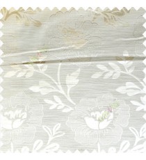 Cream color beautiful big flower patterns texture finished designs leaf long hanging flowers horizontal lines petals polyester main curtain