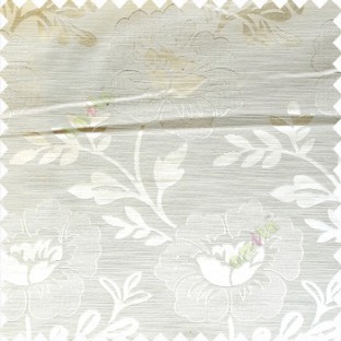 Cream color beautiful big flower patterns texture finished designs leaf long hanging flowers horizontal lines petals polyester main curtain