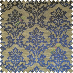 Blue brown color traditional designs complete damask pattern texture based fabric polyester main curtain