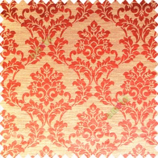 Orange color traditional designs complete damask pattern texture based fabric polyester main curtain