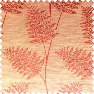 Orange color natural big twig horizontal thin lines very fine designs small leaf patterns polyester main curtain