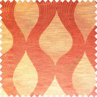 Orange color traditional ogee pattern vertical bold stripes horizontal texture lines flowing designs polyester main curtain