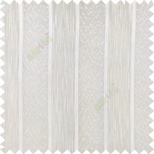 Off white color solid texture vertical stripes with transparent polyester background small thread knots sheer curtain