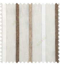 Off white brown beige color vertical thick texture stripes horizontal lines with polyester transparent fabric sheer curtain