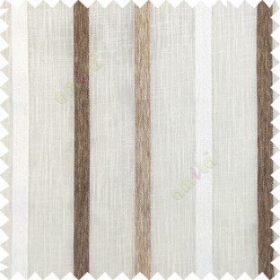 Off white brown beige color vertical thick texture stripes horizontal lines with polyester transparent fabric sheer curtain