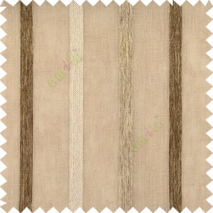 Brown gold color vertical thick texture stripes horizontal lines with polyester transparent fabric sheer curtain