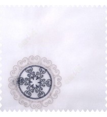 Grey white color traditional designs decorative circle swirls with transparent base polyester fabric embroidery pattern sheer curtain