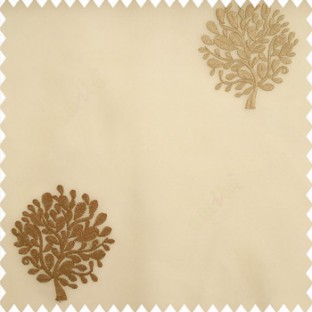Brown gold color small bushes embroidery small designs with transparent polyester base fabric sheer curtain