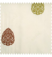 Maroon green gold color traditional designs embroidery patterns with transparent polyester base fabric sheer curtain