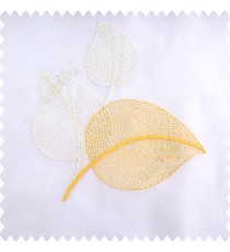 Yellow white cream color traditional designs decorative circle swirls with transparent base polyester fabric embroidery pattern sheer curtain