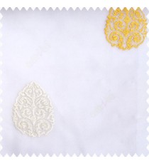 Yellow white cream color traditional designs embroidery patterns with transparent polyester base fabric sheer curtain