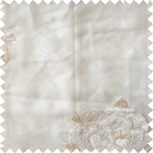 White cream color big flower designs texture patterns with thick polyester base fabric sheer curtain