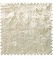 Cream color beautiful natural floral leaf design embroidery patterns with transparent base fabric flowers blossom main curtain
