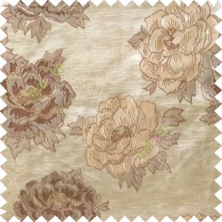 Dark brown beige color big flower designs texture patterns with thick polyester base fabric main curtain