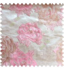 Pink beige brown color big flower designs texture patterns with thick polyester base fabric main curtain