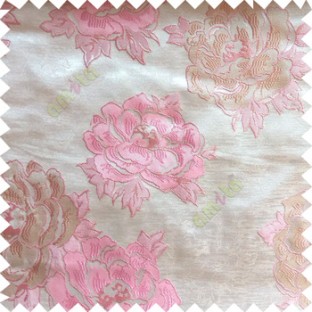 Pink beige brown color big flower designs texture patterns with thick polyester base fabric main curtain
